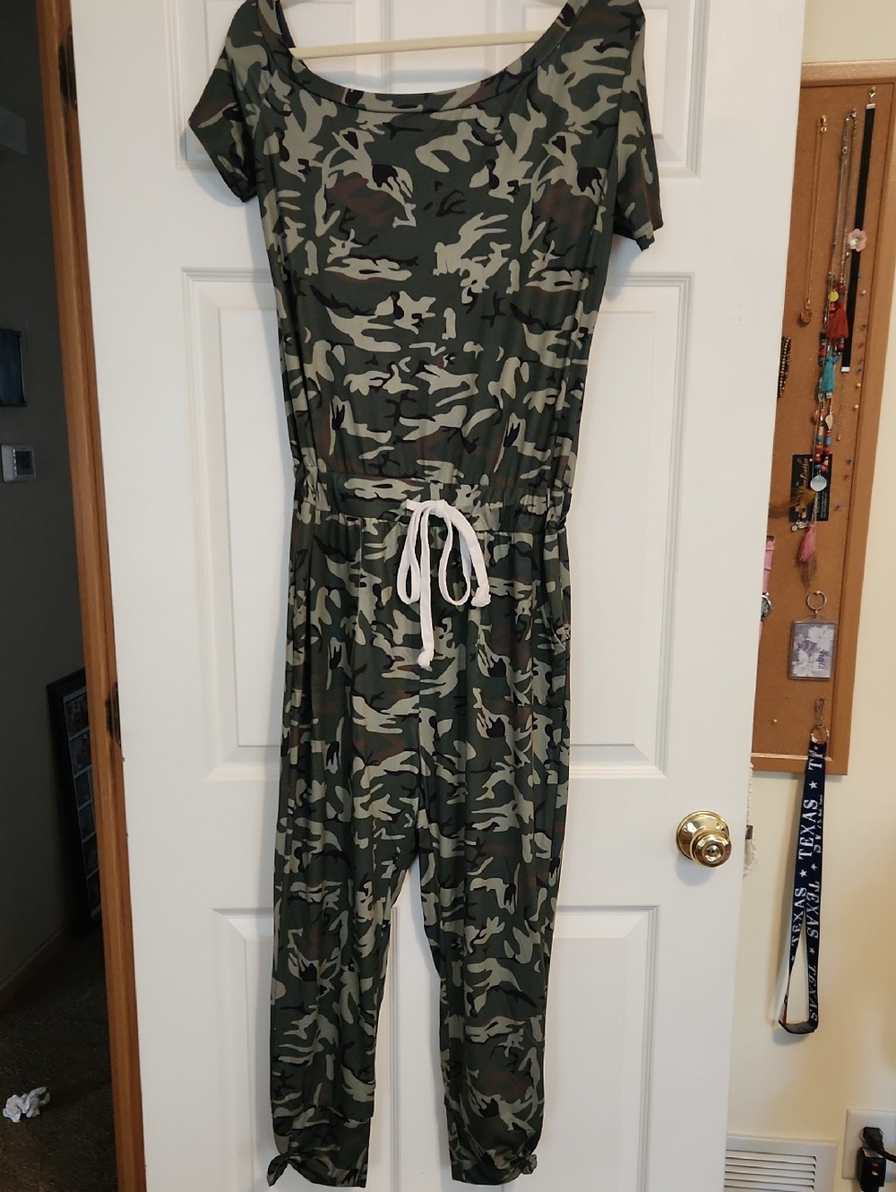 Camo Drawstring Jumpsuit - Green Camouflage